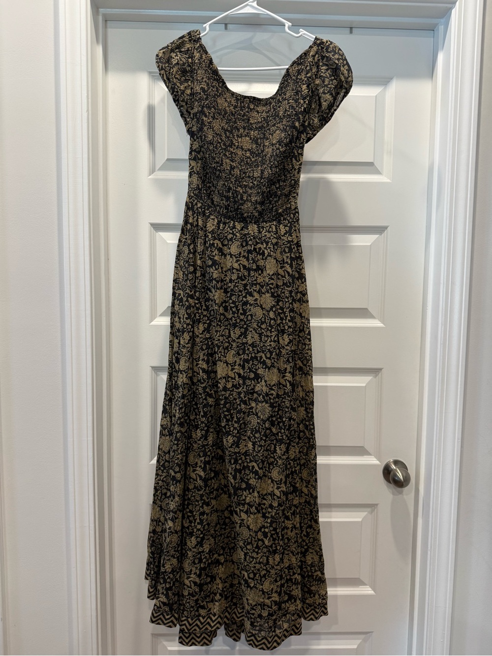 Free People Black and Tan Floral Maxi Dress